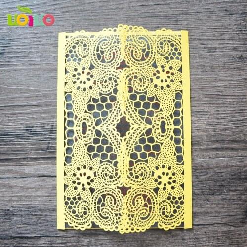 50pcs/lot hot sale NEW Hollow Flowers Laser Cut Wedding Invitations Square Shape Engagement Wedding Party Invitation Cards Europ