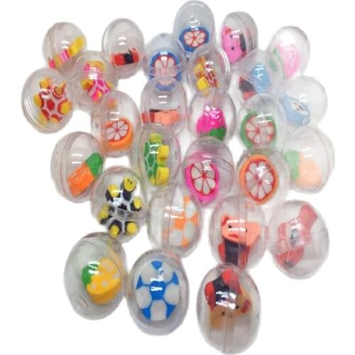 50pc/pack 28mm diameter transparent plastic ball capsules toy with inside mini eraser toy for vending machine as kids gift