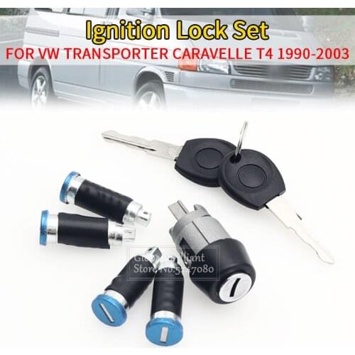 7pcs Ignition Switch 4 Door Lock Barrel 2 Keys Set With Two Keys For VW TRANSPORTER CARAVELLE T4 1990-2003 OEM: 701837205