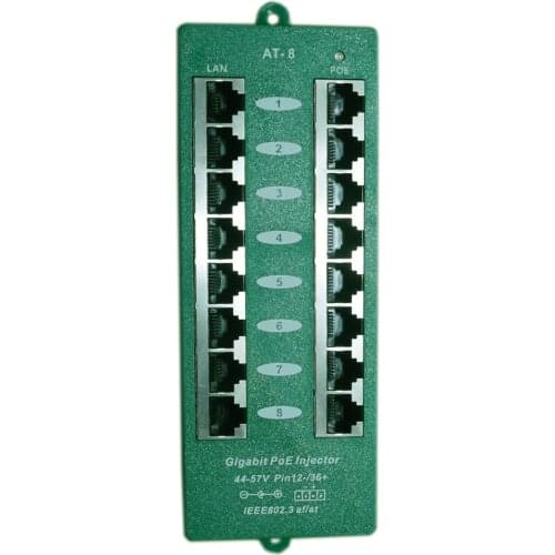 Active PoE 802.3af 802.3AT 8 Port Gigabit Power over Ethernet PoE Injector - Power Supply NOT Included