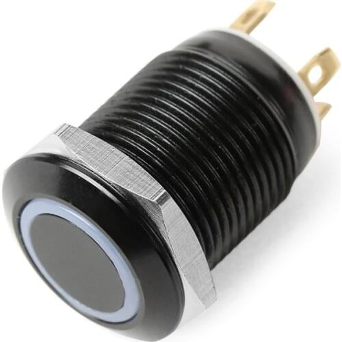 Black 12v 4 Pin 12mm LED Light Metal Push Button Waterproof Momentary Switch LED Power Pushbutton Switches Car Electronics