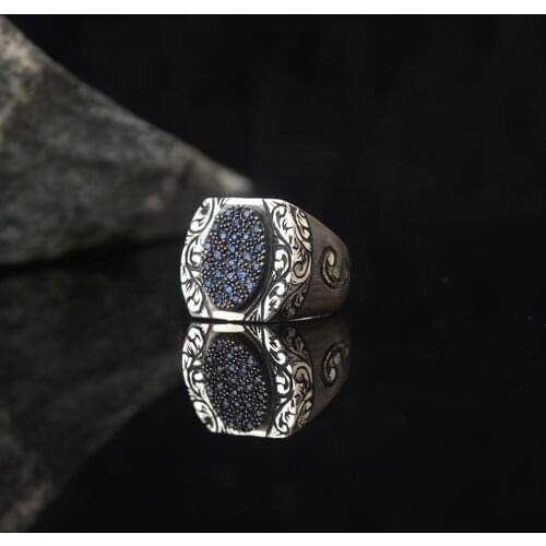 Zircon Traditional Handmade Turkish 925 Sterling Silver With Gold Plating Signet Rings Jewelry Gift From Turkey for Women Men