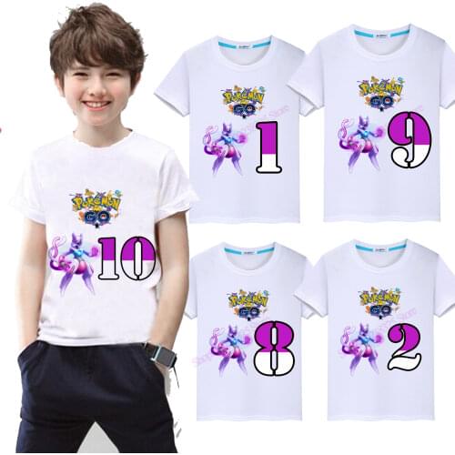 Chaos Newtwo Birthday Baby Shirt Number Cotton Pokemon Infant T Shirt Boy Girl Cartoon Printed Tee Toddler Summer Letter Tops
