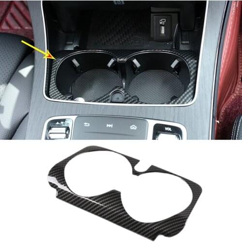 For Mercedes Benz C E GLC G Class W205 W213 X253 Carbon Fiber ABS Center Console Water Cup Frame Panel Trim Cover