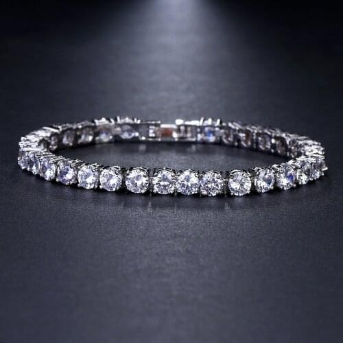 Ekopdee Luxury Zircon Tennis Bracelet For Women Classic Natural Crystal Chain Cubic Zirconia Round Bracelets Wedding Jewelry New