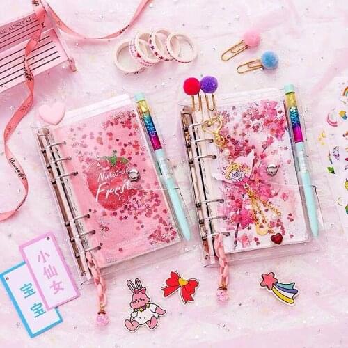 MINKYS Bling Bling Sakura Strawberry Journal Notebook Planner 160 Sheet 2021 Diary Agenda Notepad Book Gift School Stationery