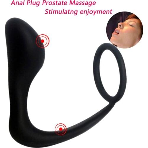 Fantasy Silicone Male Prostate Massage Anal Plug With Penis lock Penis Ring Stimulate Sexual Adult Butt Plug Adult Sex Toys