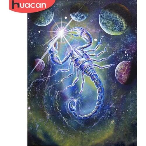 HUACAN Full Square Round Drill Diamond Painting Scorpion 5D DIY Diamond Embroidery Animal Picture Rhinestones Mosaic Decoration