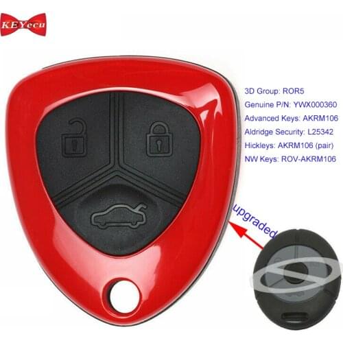 KEYECU for Rover 25 45 Streetwise for MG TF ZR ZS Upgraded Remote Key Fob 433.9MHz YWX000360