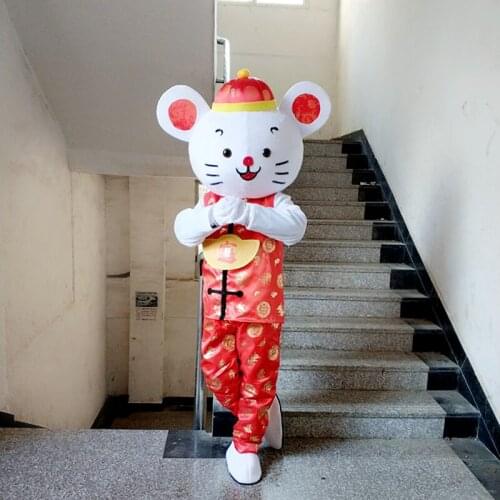 Chinese Year Of The Fat Rat Mascot Costume in Tang Suit New Year Party Performance Walking Mouse Mascot
