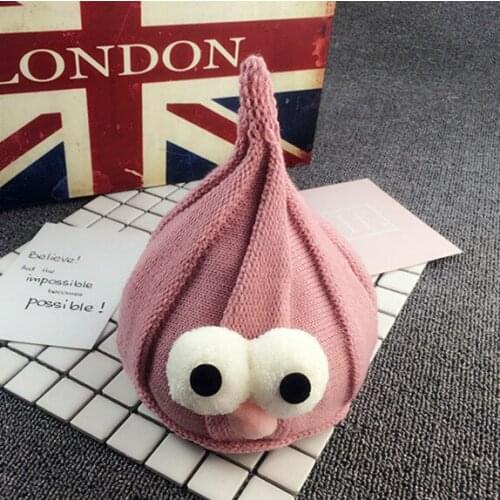 Hot Sale Cute Fashion Hats for Girls Kids Knitted Hat Cartoon Pointed Wizard Big Eyes Skull Hip Hop Caps Baby Photos Props