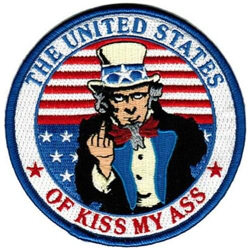 Hot! ANGRY UNCLE SAM embroidered FUNNY PATCH - TEA PARTY new IRON-ON KISS MY EMBLEM (Size is about 8cm)