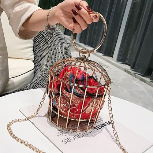 Chinese Style Embroidery Metal Bird Cage Design Women Fashion Party Handbag Styling Bag Ladies Pouch Crossbody Bag Totes Bolsa