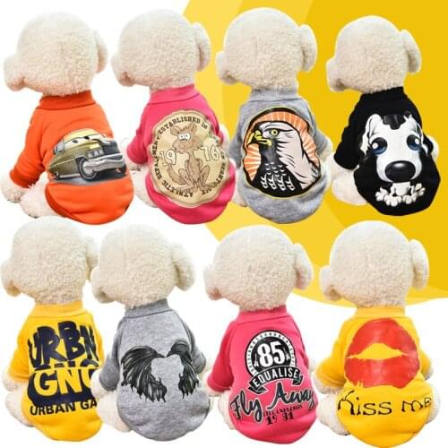 Cute Cartoon Parttern Cotton Sweater For Small Pets Dogs Spring Autumn Casual Fashion Long Sleeve Hoodies For Bomei Teddy Puppy
