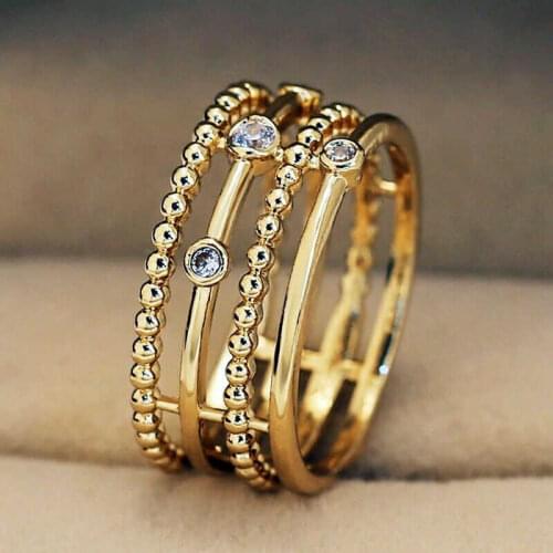 Fashion Rings Elegant Wedding Women Engagement Yellow Gold Color Ring Sz 6-10