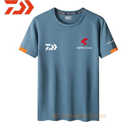 Daiwa Short Sleeve Fishing Clothings Men Summer Cotton Fishing T Shirt Breathable Outdoor Sports Running Tops Dawa Jersey