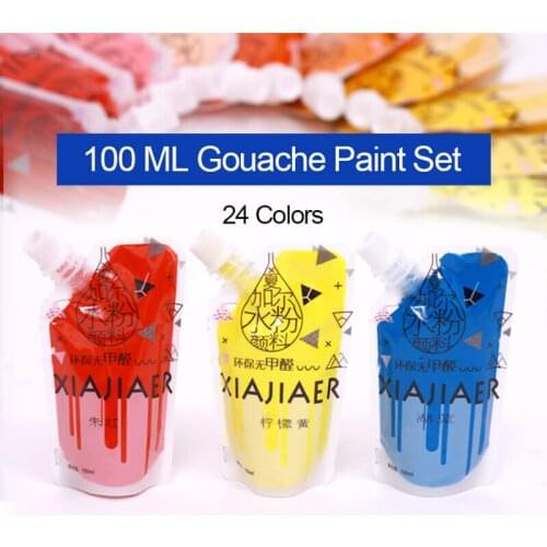 24 Colors 100ML Gouache Paint Set Professional Drawing Pigment Acuarelas for Art Student Painting Supplies Watercolor Paints