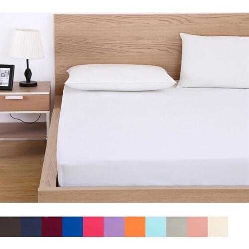 Solid Fitted Sheet Mattress Cover with all-around Elastic Rubber Band Bed Sheet