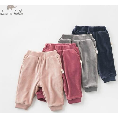 DB9452 dave bella autumn baby unisex fashion pants children full length kids pants infant toddler trousers