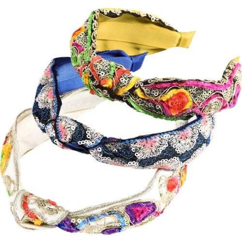 MOLANS Ladies Retro Style Multi Color Striped Headband Headdress Cross Knot Woven Ribbon Hair Accessories Autumn And Winter New