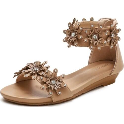 Womens Sandals Ladies Wedges Thong Shoes Flowers Fashion Embroidery Platform Buckle Casual Female Beach summer Shoes q154