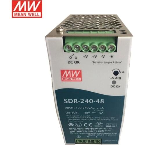 SDR-240-48 MEAN WELL 240W 48V Slim DIN Rail Switching Power Supply 110V/220V AC to 48VDC 5A Industrial Din rail Transformer