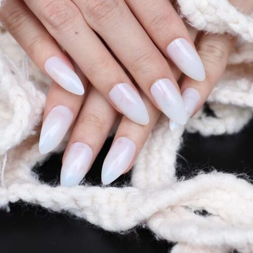 Sexy Fashion Long pointed candy false nails tail tip Nail tablets natural color C05