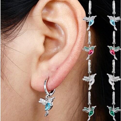 Cute Bird Colorful Crystals Dangle Earrings For Women Teens Girls Rhinestone Drop Earrings Daily Party Fashion Jewelry