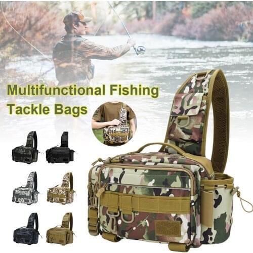 Fishing Tackle Bag Portable Multifunctional Fishing Tackle Storage Bag Waist Bag with Detachable Waistband for Hiking Camping
