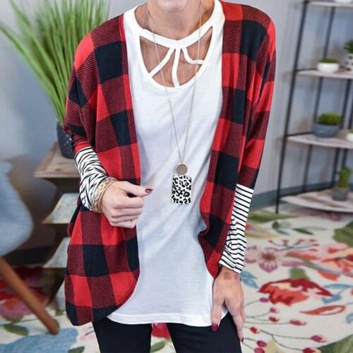 Vintage Plaid Autumn Women Cardigan Coats Elegant Long Sleeve Office Lady Open Stitch Jackets Casual Femme Streetwear Cover Up