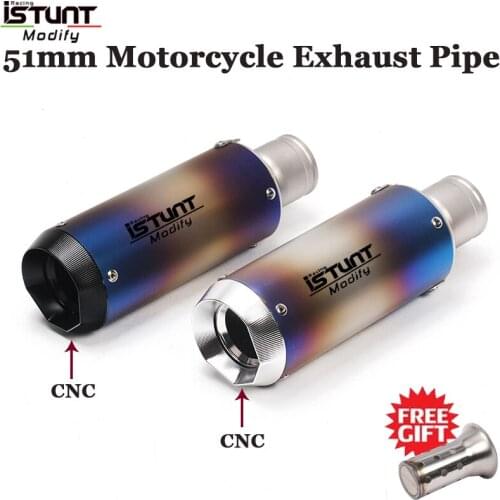 51mm Motorcycle exhaust pipe with DB killer Motor Scooter Exhaust Pipe Muffler CNC GP-project for s1000rr R6 R1 Z900 CBR600RR