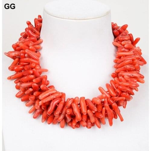 GuaiGuai Jewelry 18" Charming! 5 Strands Orange Coral Necklace