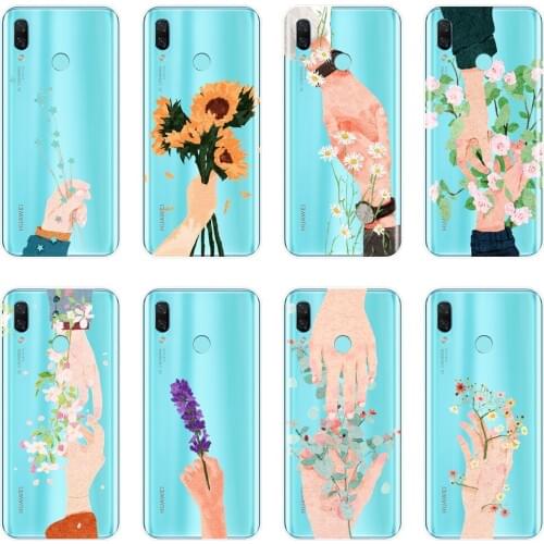TPU Back Cover For Huawei Nova Smart Lite 2017 Soft Silicone Art Flower Floral hone Case For Huawei Nova 2i 2 Lite Plus 3 3I 3E