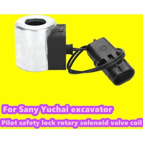 For excavator parts Sany SY70/75 Yuchai 60 65 85 135 solenoid valve pilot safety lock rotary solenoid valve coil high quality