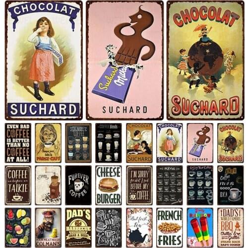 Tin Metal Tin Retro Sign Painting Metal Coffee Chocolate Kitchen Household Art Retro Craft Cinema Decorative Painting