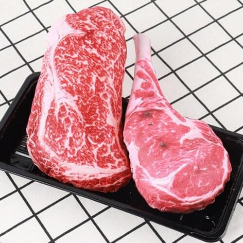 1pc Steak Dog Toy Pet Bite Resistant Plush Puppy Squeaky Toy Squeaky Sound Funny Toy For Dogs Molar Chew Toys