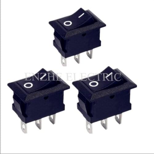 100PCS Switch KCD1-102 black red Rocker Switch 3 Pin ON-ON 6A/250VAC 10A/125VAC Motorcycle modification switch