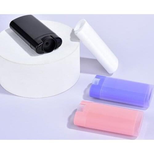 200pcs 15g Portable Deodorant Containers Clear White Lipstick Lip Tube Plastic Empty Diy Oval Lip Balm Tubes