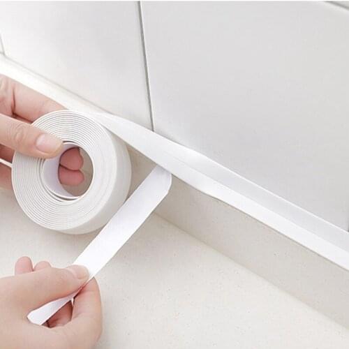 3.2M PVC Bathroom Shower Waterproof Tape Bathroom Fittings Oil-Proof Mould Toilet Gap Self-Adhesive Seam Glue Strip Sealant Tape