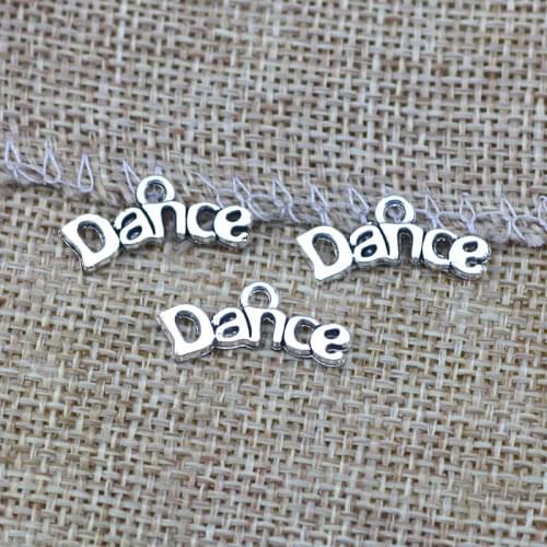 40 Pieces 8*20mm Mixed Alloy Antique Silver Color Dance Alphabet Charms Bracelet Pendant Accessory For DIY Jewelry Making