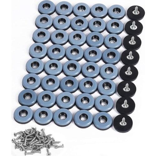 48Pcs Furniture Gliders PTFE Easy Moving Sliders with Screw Floor Protector for Tiled Hardwood Floors(25Mm Round)
