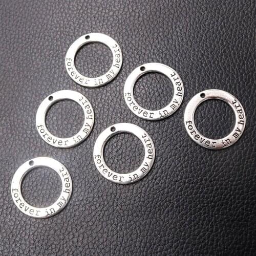 5pcs/lot Silver Plated forever in my heart Charm Metal Pendants DIY Necklaces Bracelets Jewelry Handicraft Accessories 29*29mm