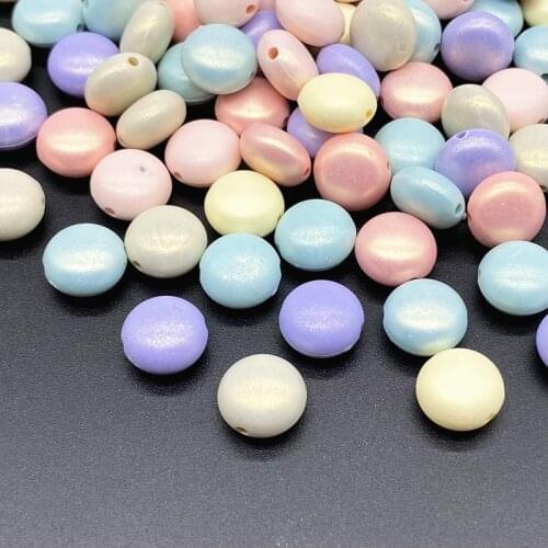 50pcs 10.5mm Matte Oblate-Shape Acrylic Beads Jewelry Making Bracelet Pendant DIY