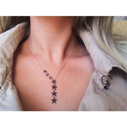 925 Sterling Silver Zircon Stone Lined Milky Way Necklace Gift Neckwear