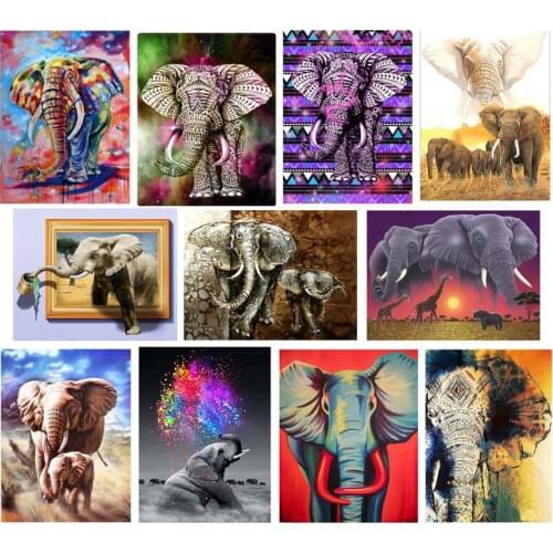 New arrival 23 styles Elephant 5d diy diamond painting animal full square drill elephant landscape mosaic home decoration crafts