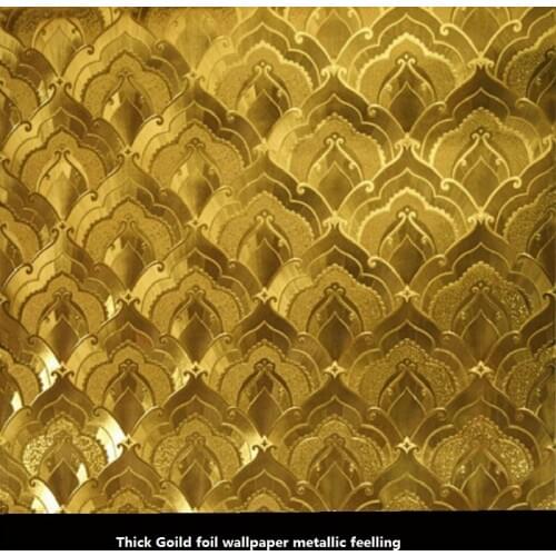 Glittering Wallpaper Ktv Gold Foil Hotel Buddha Hall Thick 3d Wallpaper Roll For Bedding Room Entrance Ceiling Wallpaper