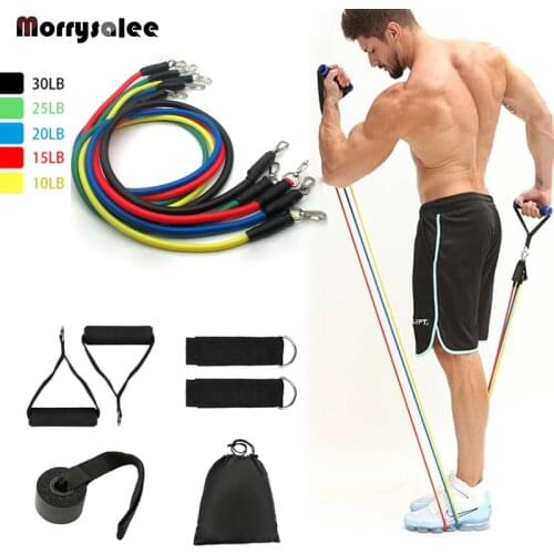 11pcs/set Home Latex Fitness Pull Rope Set Strength Training Resistance Band Muscle Workout Elastic Bands Fitness Equipment