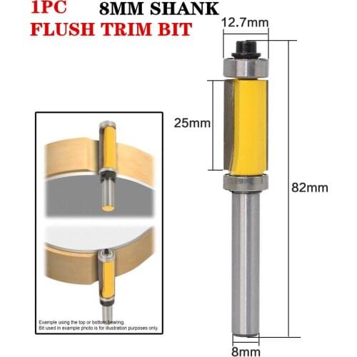 1Pc 8mm Shank Bottom & Top With Bearing Flush Trim Router Bit Carbide Straight Milling Cutters Woodworking Tools Cheap Price
