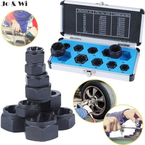 Damaged Bolts Nuts Extractor Broken Screws Remover 9-19mm Threading Hand Tools Sets Kit Hex Home Car Garage Mechanics 10pcs/Box