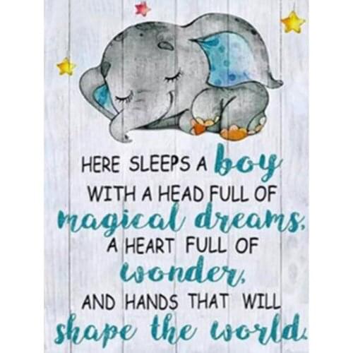 KEXINZU DIY Diamond Painting Cross Stitch Elephant 5D Diamond Embroidery Animal Cartoon Rhinestone Of Picture Text Home Decor